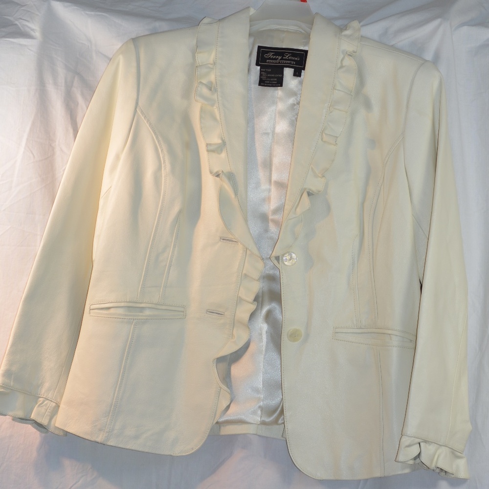 Leather Jacket Frilled SZ L Terry Lewis Classic Luxuries